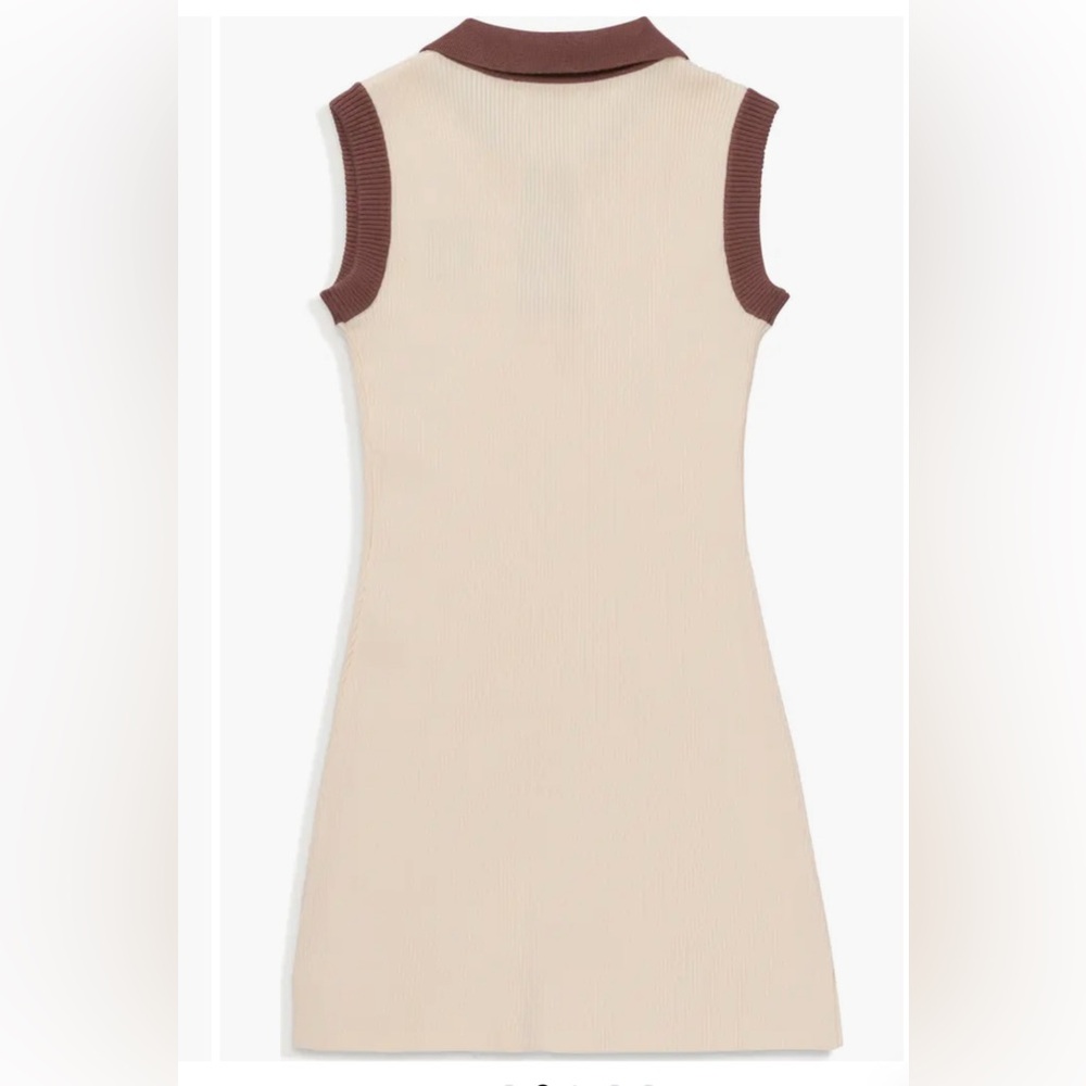 Honor The Gift Womens Ribbed Tennis Dress In Cream And Brown Polo Xl Nwt — image 6 of 8
